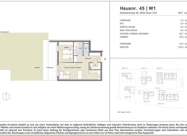 Wohnung zum Kauf - Erstbezug 299.000 € 2 Zimmer 48,7 m² EG frei ab sofort Salfeldstraße 45 Straßgang Graz,16.Bez.:Straßgang 8054