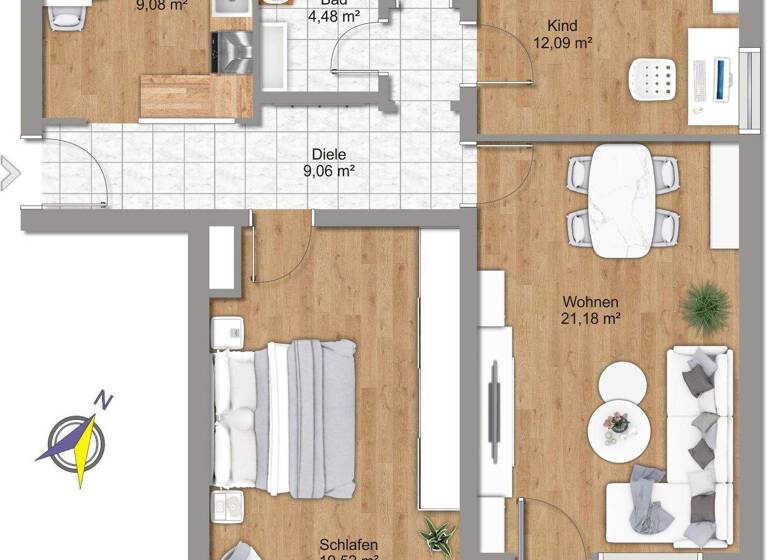 Wohnung zum Kauf 529.000 € 3 Zimmer 79 m² 1. Geschoss frei ab 01.08.2026 Neuried 82061