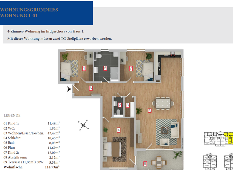 Wohnung zum Kauf - Erstbezug provisionsfrei 499.000 € 4 Zimmer 114,7 m² In der Ortsmitte 14 Deißlingen 78652