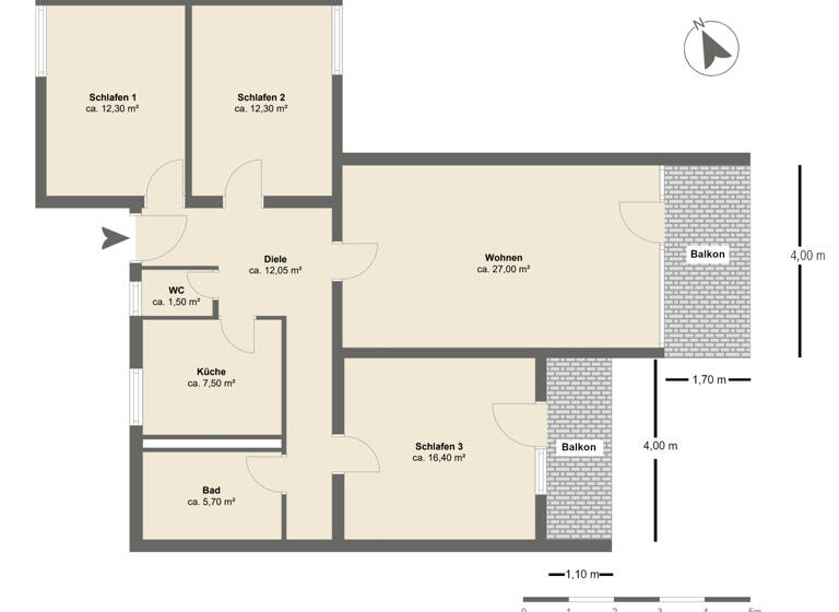 Wohnung zum Kauf 128.500 € 4 Zimmer 106 m² 8. Geschoss Senne Bielefeld / Senne 33659