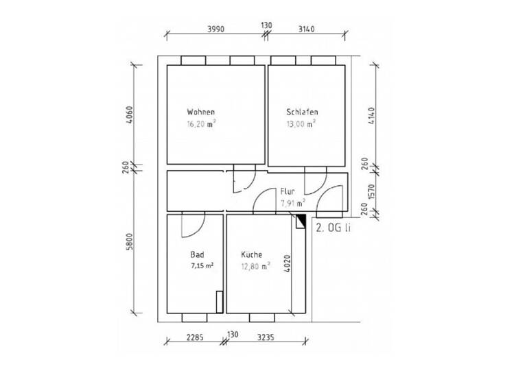 Wohnung zur Miete 590 € 2 Zimmer 60,6 m² 2. Geschoss Heinrich-Heine-Straße 40 Böhlitz-Ehrenberg Leipzig 04178