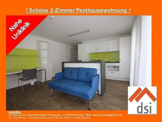Penthouse zur Miete 665 € 2 Zimmer 57,1 m² 2. Geschoss frei ab 01.02.2026 Am Schwarzenberg 13a Lindleinsmühle Würzburg 97078