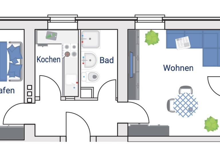 Wohnung zur Miete 350 € 2 Zimmer 47 m²<br/>Wohnfläche EG<br/>Geschoss Thamsbrücker Str. 49 b Bad Langensalza Bad Langensalza 99947