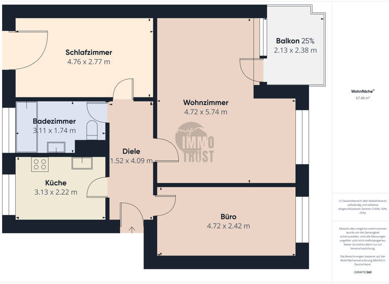 Wohnung zum Kauf 175.000 € 3 Zimmer 67 m²<br/>Wohnfläche 3.<br/>Geschoss Marienwerder Hannover / Marienwerder 30419