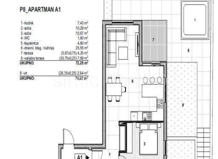 Wohnung zum Kauf 262.200 € 2 Zimmer 75 m² 1. Geschoss Trogir