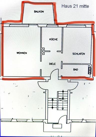 Wohnung zur Miete 700 € 2 Zimmer 56 m² frei ab sofort Wilhelm-Glässing str. St. Ludwig mit Eichbergviertel Darmstadt 64283