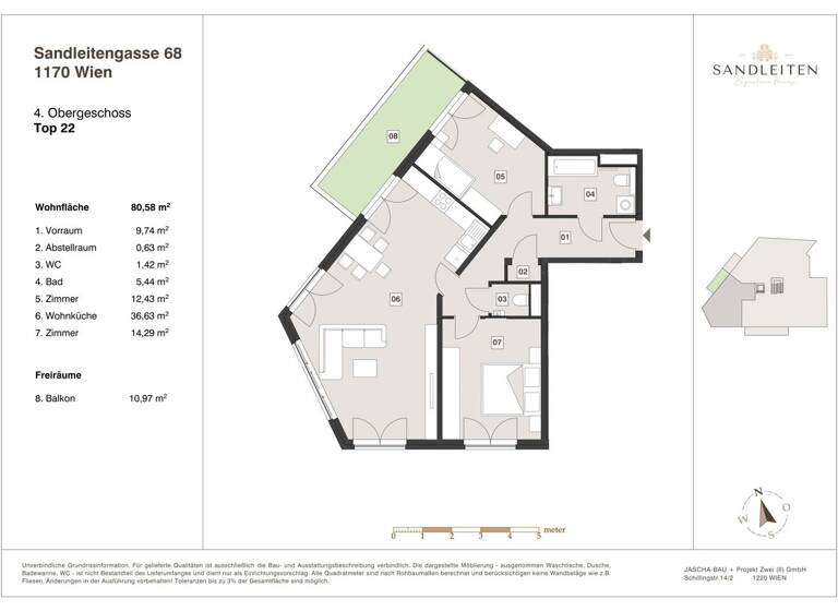Wohnung zum Kauf - Erstbezug 699.000 € 3 Zimmer 80,6 m² 4. Geschoss Wien,Hernals 1170