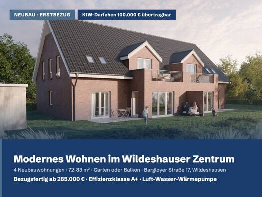 Wohnung zum Kauf - Erstbezug 329.000 € 3,5 Zimmer 83 m² Bargloyer Straße 17 Wildeshausen 27793
