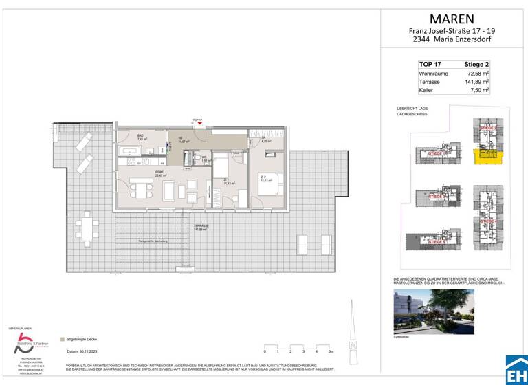 Wohnung zum Kauf 616.000 € 3 Zimmer 72,6 m² 2. Geschoss Franz Josef-Straße Maria Enzersdorf 2344