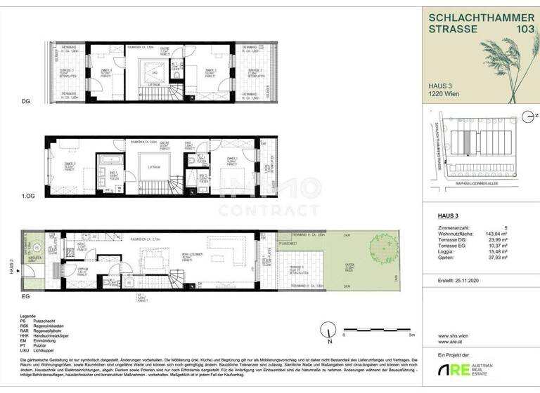 Reihenmittelhaus zur Miete - Erstbezug 2.145 € 5 Zimmer 143 m² Wien 1220