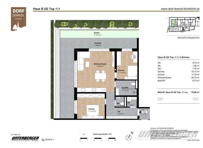 Wohnung zur Miete - Erstbezug 1.489 € 3 Zimmer 76,1 m² Tirolerstraße 33 Kirchbichl 6322