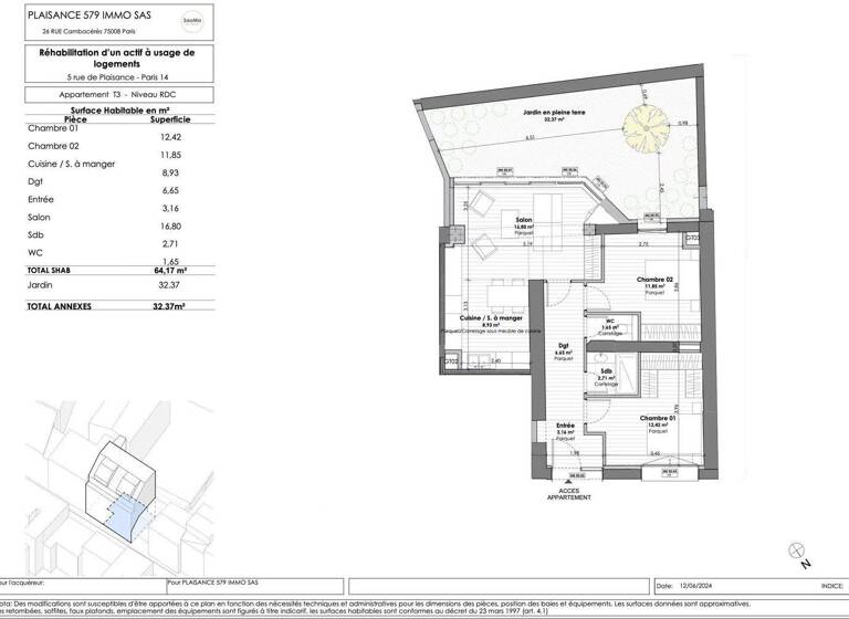 Wohnung zum Kauf 1.195.000 € 3 Zimmer 95,5 m² 14th (Montparnasse) 75006