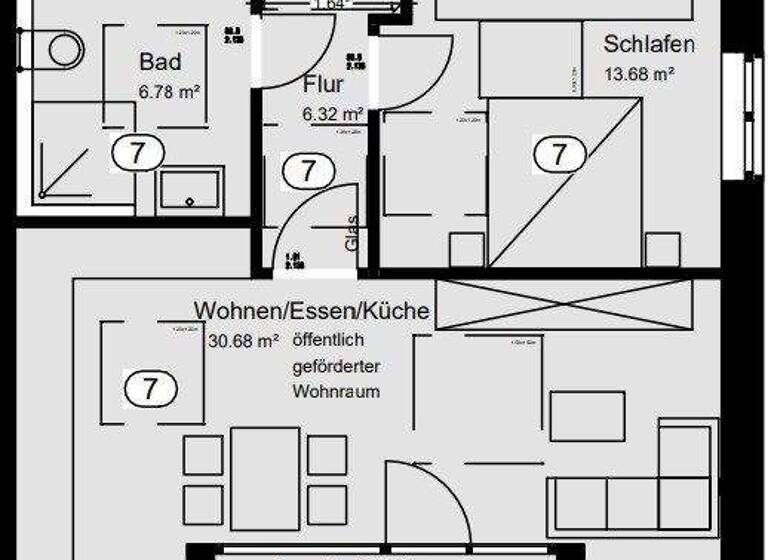 Wohnung zur Miete - Erstbezug 373 € 2 Zimmer 62,2 m² 1. Geschoss Recke 49509