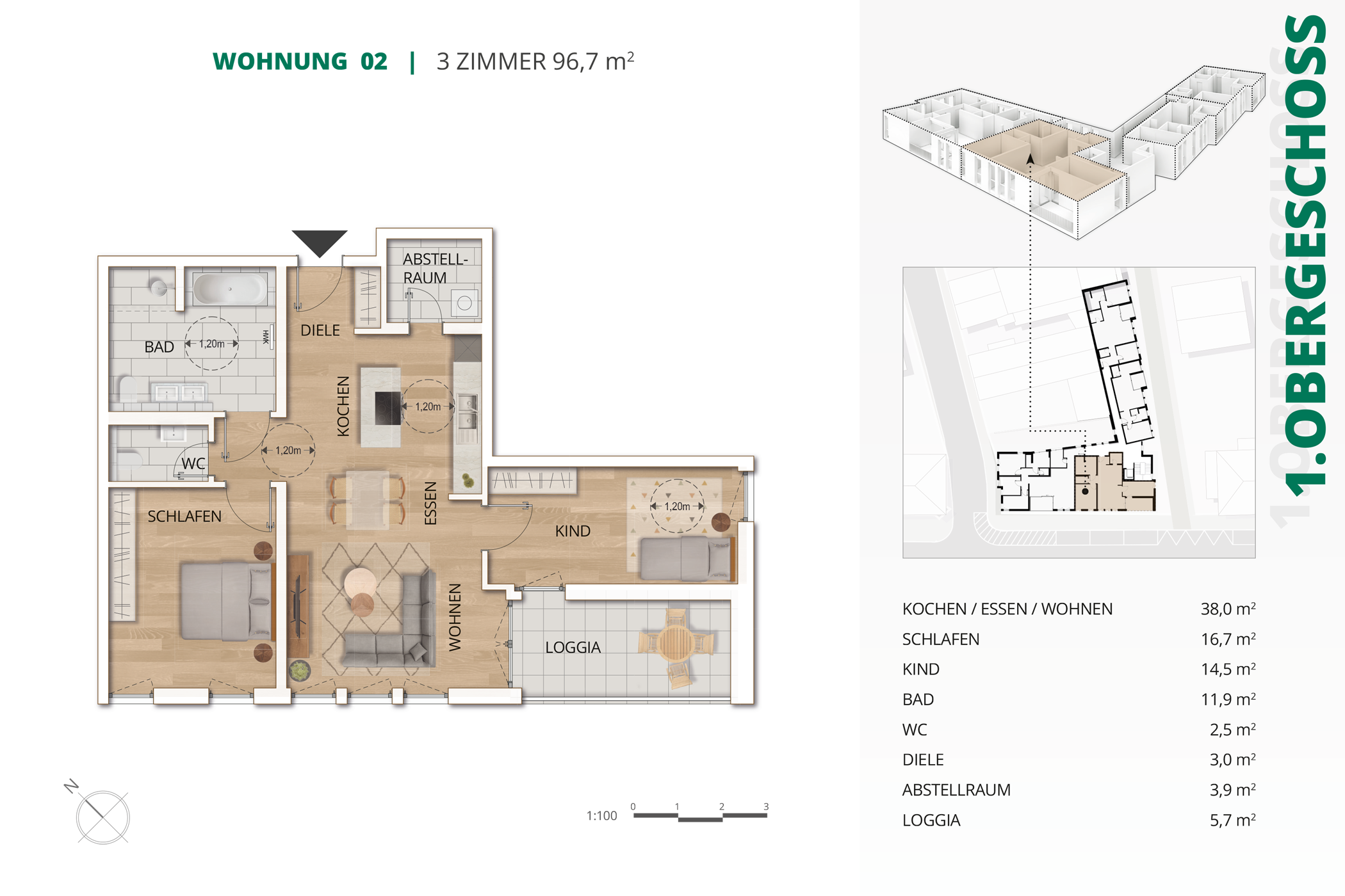 Wohnung zum Kauf provisionsfrei 472.670 € 3 Zimmer 96,7 m²<br/>Wohnfläche 1.<br/>Geschoss Rheinstraße 28 Baden-Baden - Weststadt Baden-Baden 76532