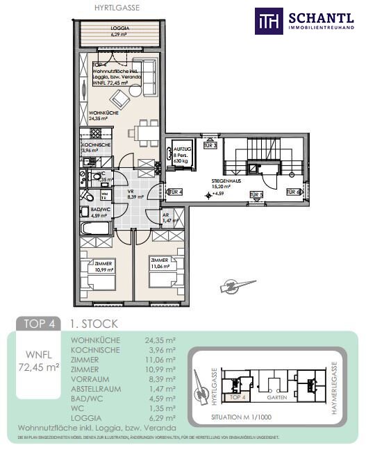 Wohnung zum Kauf 399.000 € 3 Zimmer 72,5 m²<br/>Wohnfläche 1.<br/>Geschoss Hyrtlgasse Wien 1160