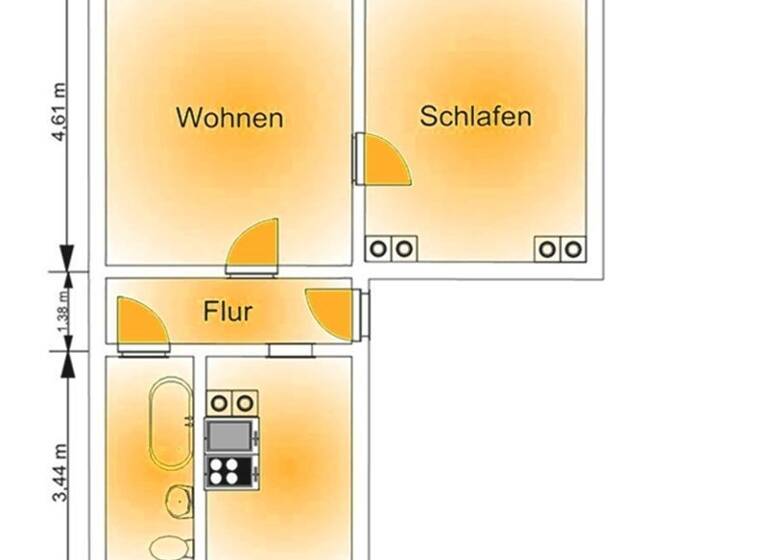 Wohnung zur Miete 269 € 2 Zimmer 44,8 m² 2. Geschoss frei ab sofort Bismarckstraße 41 Nossen 01683