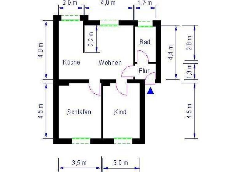 Wohnung zur Miete 447 € 3 Zimmer 59,6 m² 2. Geschoss Lassallestr. 4 Cracau Magdeburg 39114