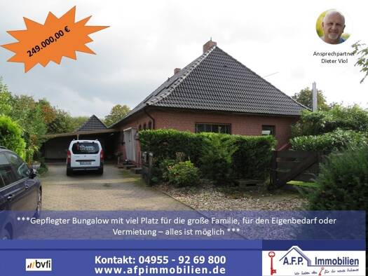 Bungalow zum Kauf 249.000 € 7 Zimmer 220 m² 1.000 m² Grundstück frei ab sofort Stapelmoor Weener 26826