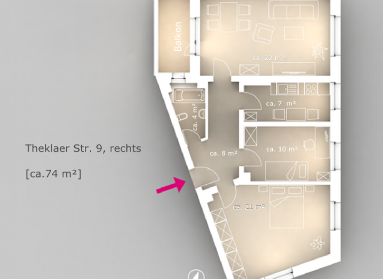 WG-Zimmer zur Miete 655 € 3 Zimmer 74,4 m² 1. Geschoss Theklaer Straße 9 Schönefeld-Abtnaundorf Leipzig 04347