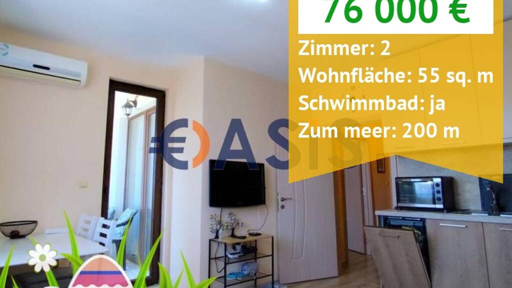 Studio zum Kauf provisionsfrei 76.000 € 2 Zimmer 55 m² 4. Geschoss Ravda 8238