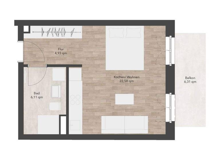 Studio zur Miete 899 € 1 Zimmer 36,8 m² 2. Geschoss Potsdamer Allee 115 Stahnsdorf 14532