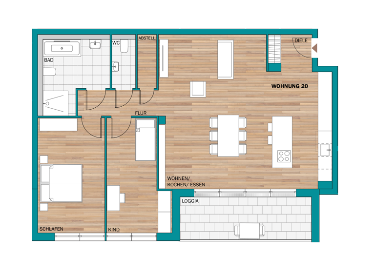 Wohnung zum Kauf provisionsfrei 595.600 € 3 Zimmer 114,5 m² 2. Geschoss frei ab 31.12.2027 Rüsselsheimer Straße 39-41 Waldhof Mannheim 68305