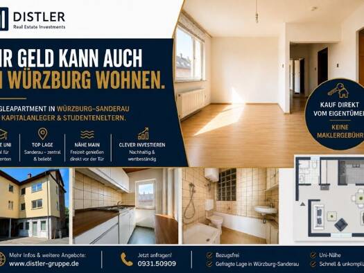 Wohnung zum Kauf 97.000 € 1 Zimmer 19,5 m² Sanderau Würzburg 97072