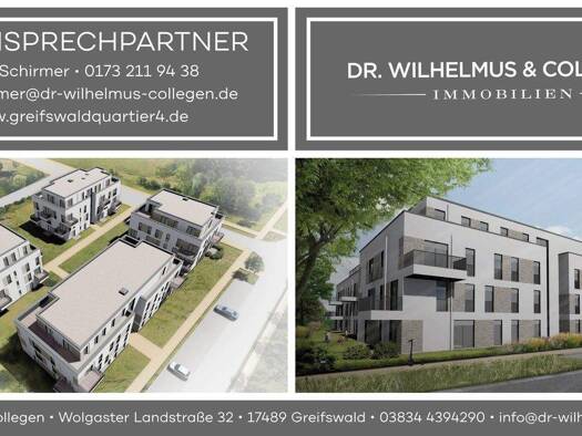Wohnung zum Kauf - Erstbezug provisionsfrei als Kapitalanlage geeignet 1.155.500 € 4 Zimmer 155 m² An den Wurthen Nördliche Mühlenvorstadt Greifswald 17489
