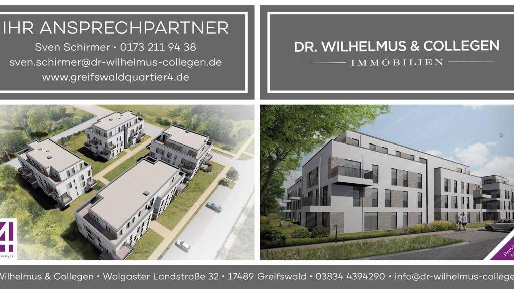 Wohnung zum Kauf - Erstbezug provisionsfrei als Kapitalanlage geeignet 1.155.500 € 4 Zimmer 155 m² An den Wurthen Nördliche Mühlenvorstadt Greifswald 17489