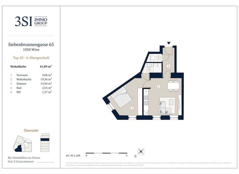 Wohnung zum Kauf - Erstbezug 359.000 € 2 Zimmer 41,9 m² frei ab sofort Wien 1050