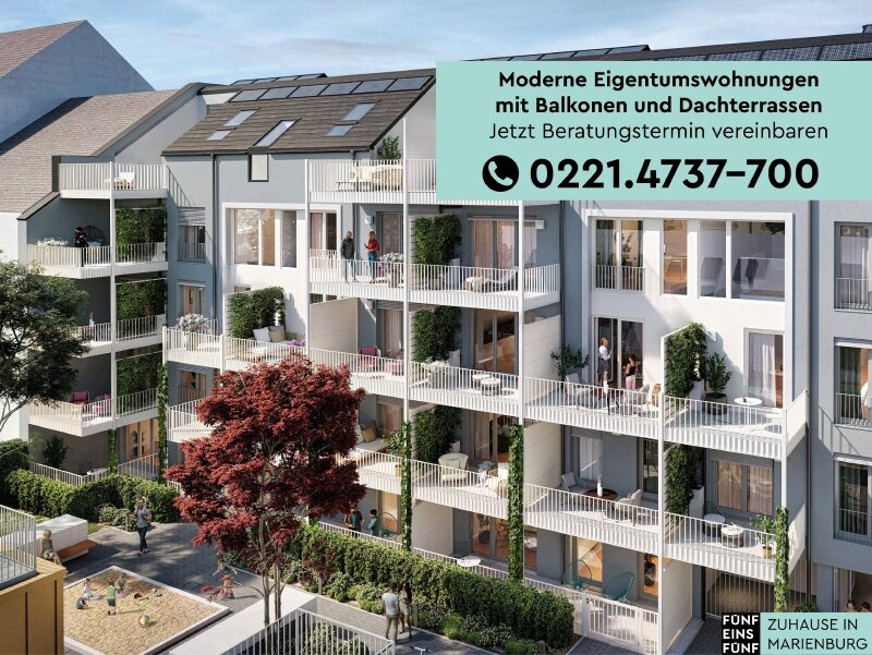 Maisonette zum Kauf provisionsfrei 499.900 € 2 Zimmer 59,5 m²<br/>Wohnfläche 2.<br/>Geschoss Marienburg Köln 50968