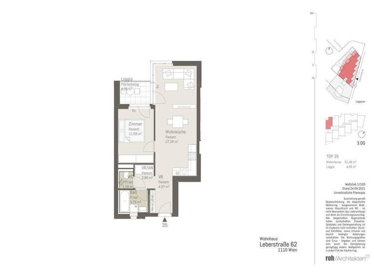 Wohnung zur Miete 696 € 2 Zimmer 51,3 m² 3. Geschoss Wien 1110