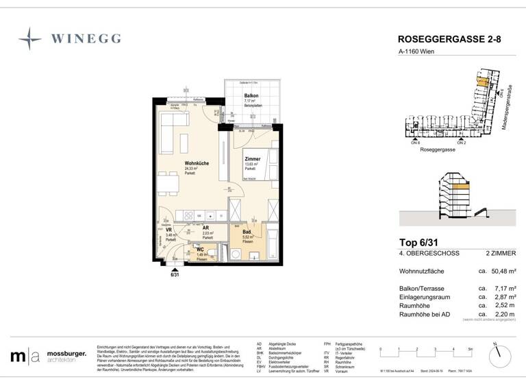 Wohnung zum Kauf - Erstbezug 357.700 € 2 Zimmer 50,5 m² 4. Geschoss Roseggergasse 2-8 Wien 1160