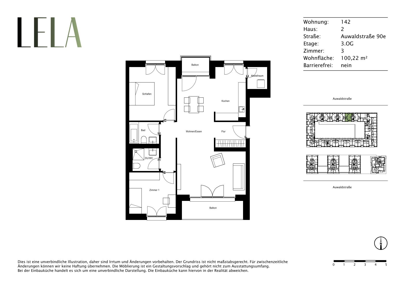 Wohnung zur Miete 1.495 € 3 Zimmer 100,2 m²<br/>Wohnfläche 3.<br/>Geschoss Auwaldstraße 90e Landwasser Freiburg im Breisgau 79110