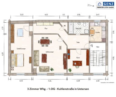 Wohnung zur Miete 825 € 3 Zimmer 96 m² 1. Geschoss Kuhlenstraße 11 Uetersen 25436