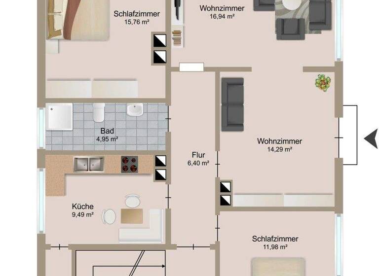 Wohnung zum Kauf 155.000 € 4 Zimmer 79 m² 1. Geschoss Arnsberg 59821