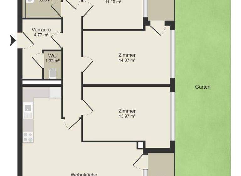 Wohnung zum Kauf 499.000 € 4 Zimmer 97,2 m² EG Wien 1100
