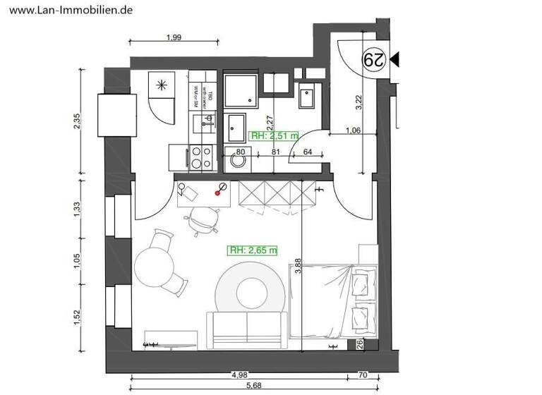 Wohnung zur Miete 1.222 € 1 Zimmer 36 m²<br/>Wohnfläche 1.<br/>Geschoss Raumerstraße 38 Prenzlauer Berg Berlin 10437