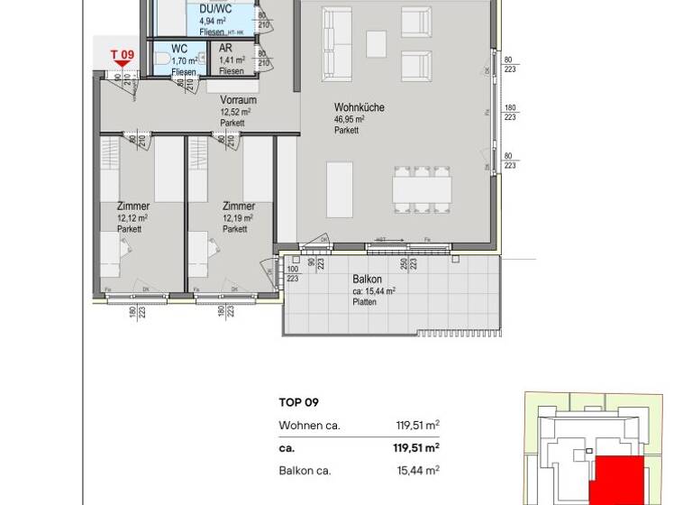 Wohnung zum Kauf - Erstbezug 998.000 € 4 Zimmer 119,5 m² 1. Geschoss Wien 1140