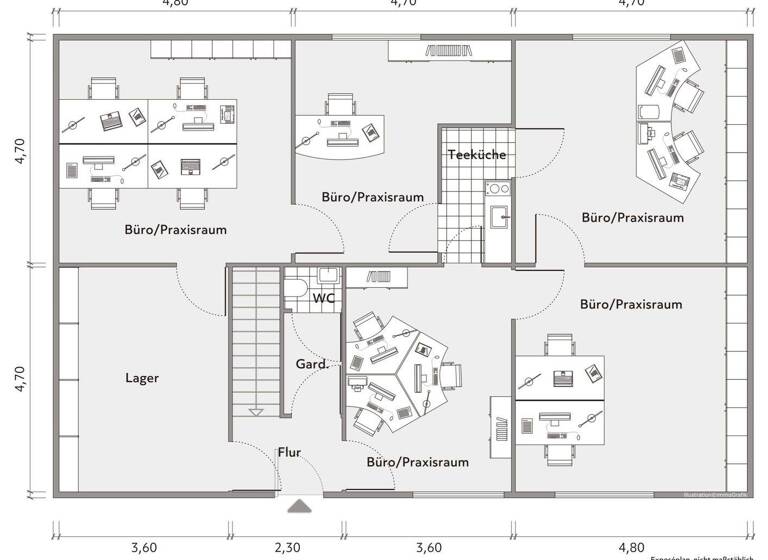 Praxisfläche zur Miete 1.785 € 5 Zimmer 150 m² Bürofläche Brechten Dortmund 44339