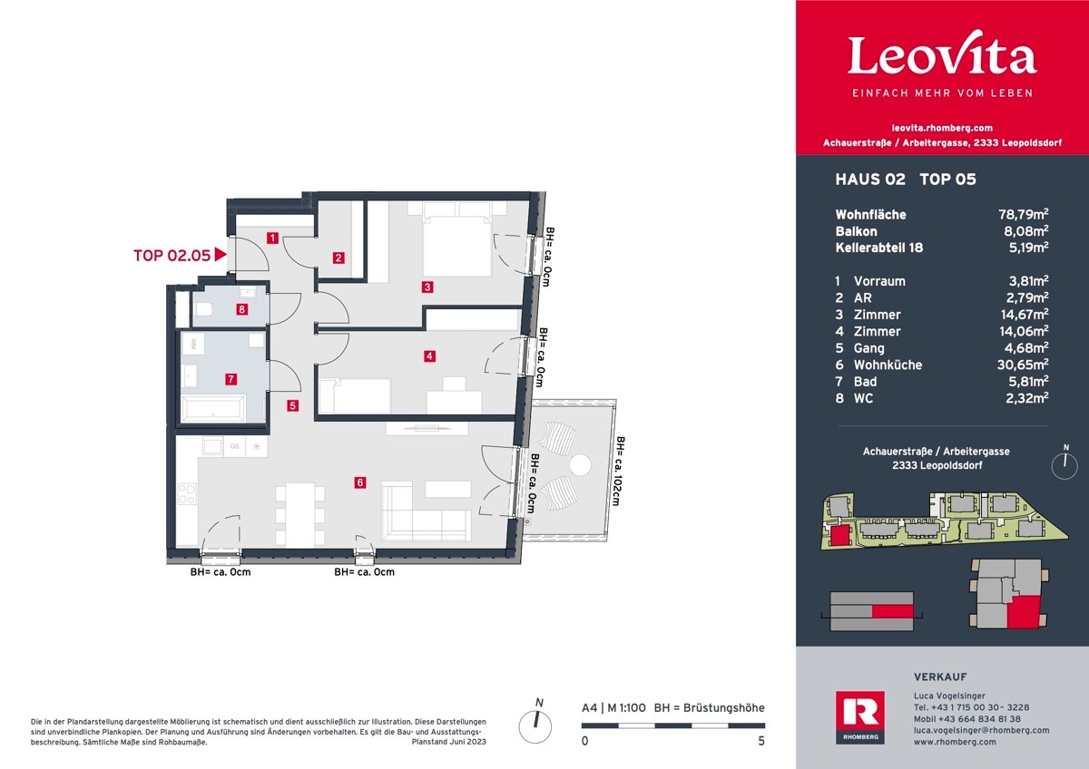 Wohnung zum Kauf 405.900 € 3 Zimmer 78,8 m²<br/>Wohnfläche 1.<br/>Geschoss Arbeiterstraße 13 Leopoldsdorf 2333