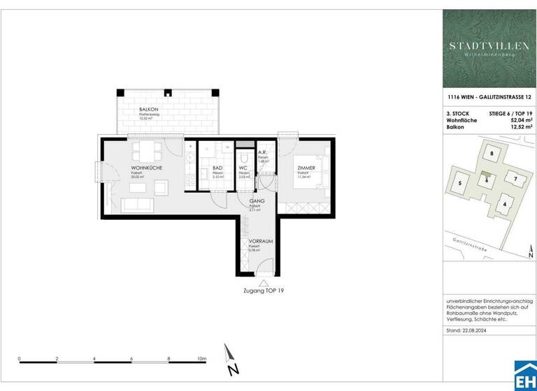 Wohnung zum Kauf - Erstbezug 441.800 € 2 Zimmer 52 m² 3. Geschoss Erdbrustgasse Wien 1160
