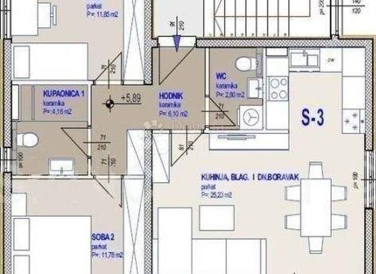 Wohnung zum Kauf 217.000 € 3 Zimmer 66 m² 2. Geschoss Kastela