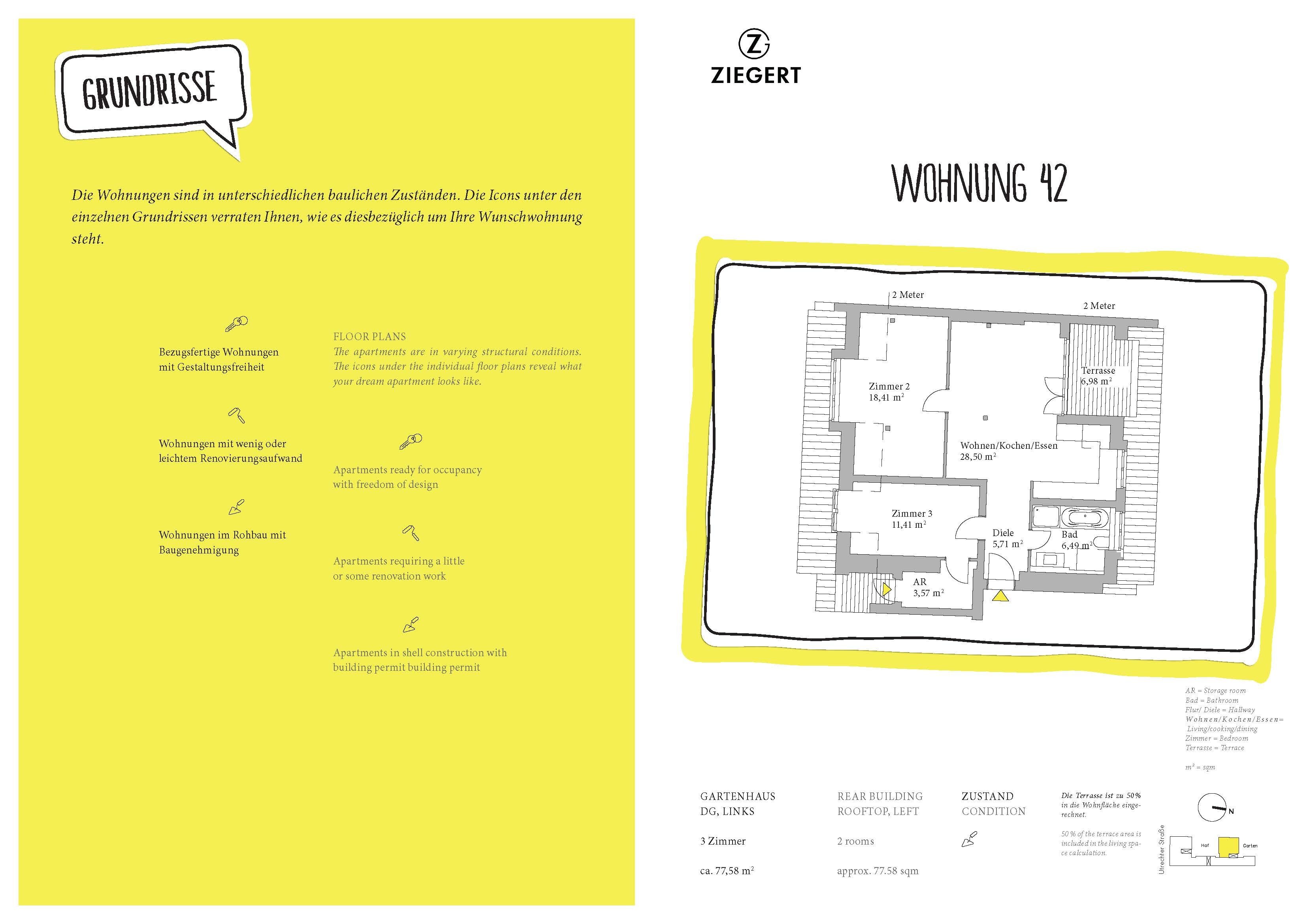 Wohnung zum Kauf provisionsfrei 201.708 € 3 Zimmer 77,6 m²<br/>Wohnfläche 5.<br/>Geschoss Utrechter Straße 31 Wedding Berlin 13347