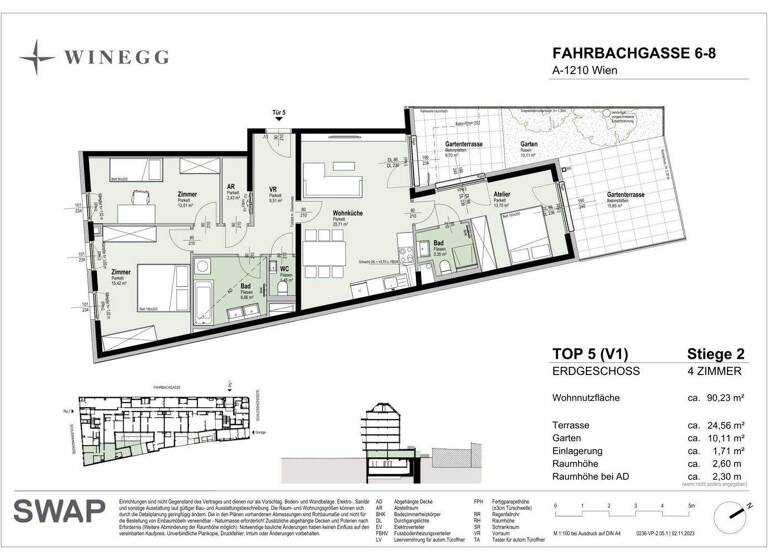 Wohnung zum Kauf - Erstbezug 492.800 € 4 Zimmer 90,2 m² EG Fahrbachgasse 6-8 Wien 1210