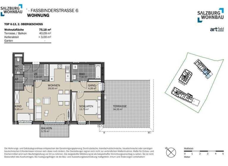Wohnung zum Kauf - Erstbezug provisionsfrei 437.350 € 3 Zimmer 75,2 m² frei ab 01.10.2026 Fassbinderstrasse 6 Neumarkt am Wallersee 5202