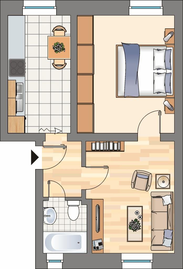 Wohnung zur Miete 349 € 2 Zimmer 40,4 m²<br/>Wohnfläche EG<br/>Geschoss 08.11.2024<br/>Verfügbarkeit Zum Kämpchen 4 Riemke Bochum 44807