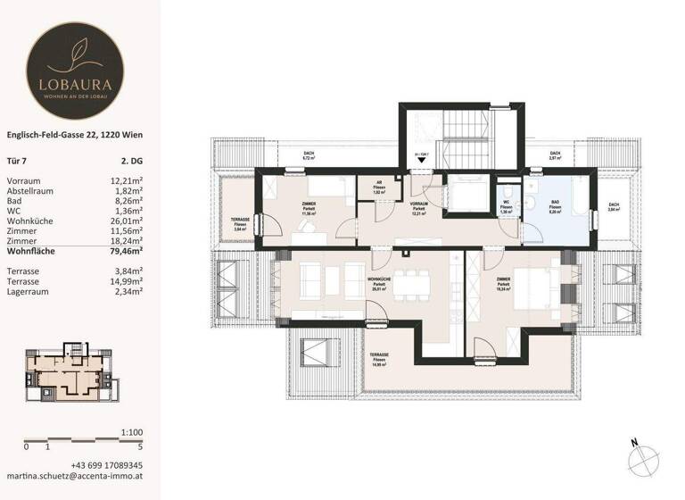 Wohnung zum Kauf - Erstbezug 549.000 € 3 Zimmer 79,5 m² 3. Geschoss Englisch-Feld-Gasse Wien 1220