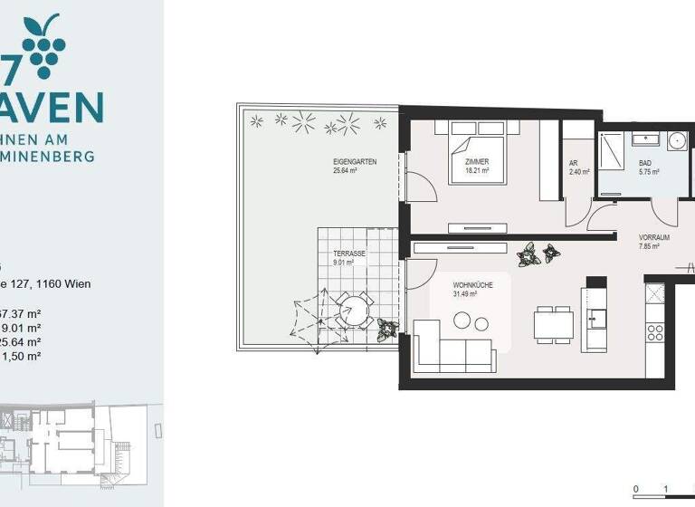 Wohnung zum Kauf - Erstbezug 515.000 € 2 Zimmer 67,4 m² EG Wien 1160