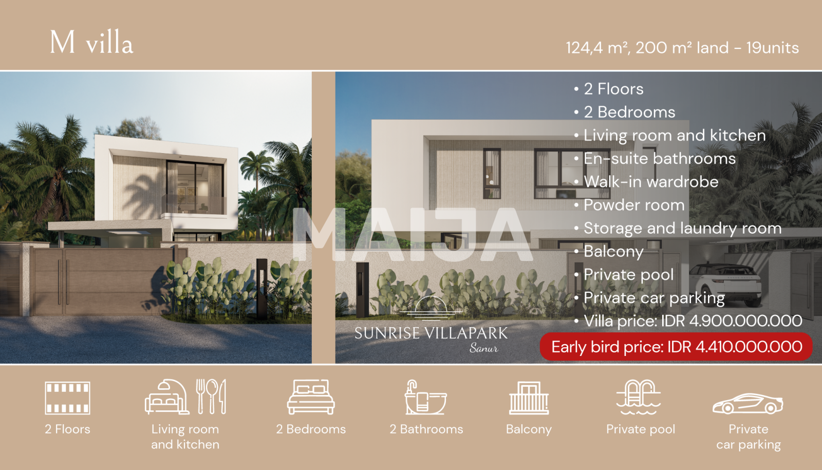 Villa zum Kauf 264.333 € 3 Zimmer 98 m²<br/>Wohnfläche 200 m²<br/>Grundstück Sanur Sanur 80237